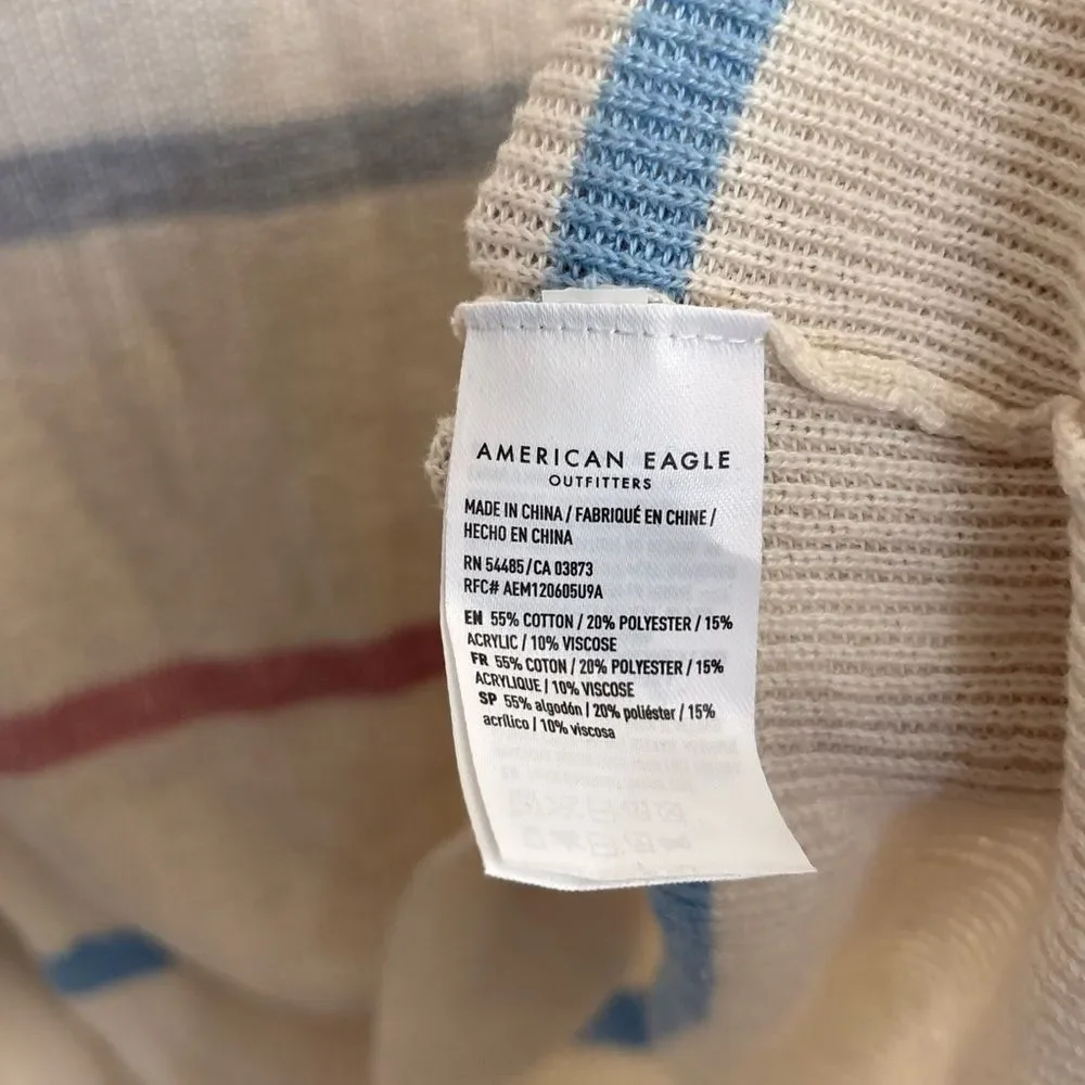 American Eagle Outfitters Striped V-Neck Sweater Small